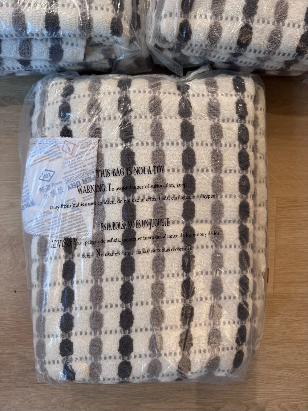 NEW 2 Piece Bath Towel Set Spice Asher Weave 100% Cotton Grey - 3 pack bundle